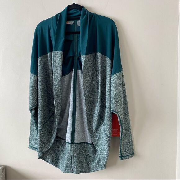 NWT-ZELLA-RELAXED Fit Cool Down Two Tone Cocoon Draped Active Cardigan - Picture 4 of 16